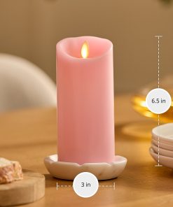 Saga Rose Flameless Candle Pillar - Scallop Top - 3