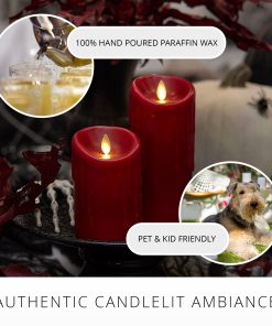 Burgundy Wax Drip Flameless Candle Pillar