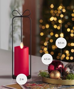 Bow Lantern and True Red Outdoor Flameless Candle