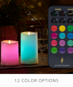 Outdoor Color Changing Flameless Candle Pillar with Remote - Melted Top - 3.75