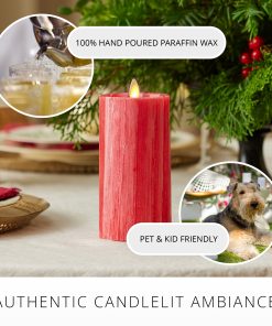 Holiday Red Selenite Flameless Candle Pillar