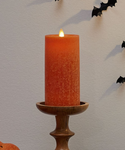 Harvest Pumpkin Seaglass Flameless Candle Pillar