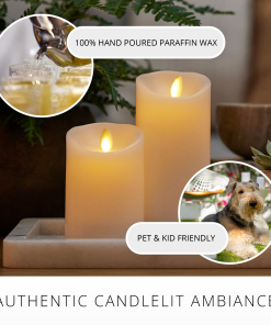 Flameless Color Changing Candle Pillar with Remote - Scallop Top - 3