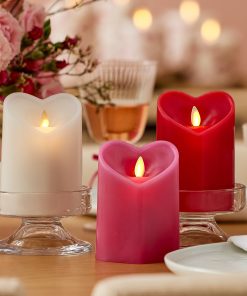 White Flameless Candle Heart Pillar