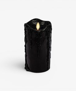 Glitter Black Heavy Wax Drip Flameless Candle Pillar