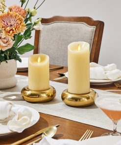Ivory Flameless Candle Pillar - Scallop Top - 3" Width