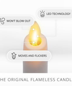 White Flameless Candle Tapers - Flat Top - 6.75