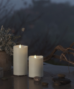 Pearl Ivory Outdoor Flameless Candle Pillar - Melted Top - 3.25" Width