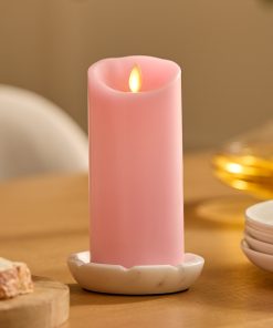 Saga Rose Flameless Candle Pillar - Scallop Top - 3