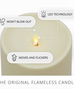 Pearl Ivory Outdoor Flameless Candle Grand Pillar with Remote - Melted Top