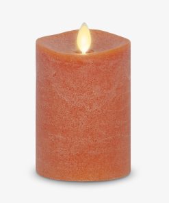 Chalky Burnt Orange Flameless Candle Pillar