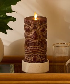 Cherry Mahogany Chalky Tiki Flameless Candle Pillar