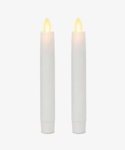 White Flameless Candle Tapers - Flat Top - 6.75