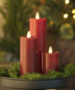 Burgundy Flameless Candle Slim Pillar