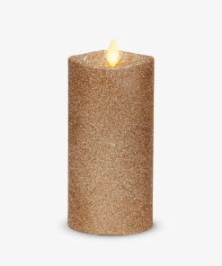 Gold Glitter Flameless Candle Pillar