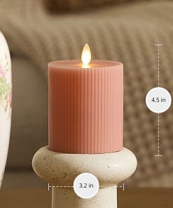 Soft Clay Flameless Candle Ribbed Pillar