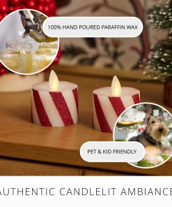 Red Candy Cane Flameless Candle Tealights