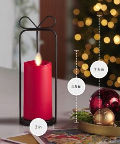 Bow Lantern and True Red Outdoor Flameless Candle