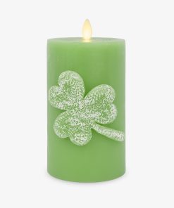 Lucky Green Flameless Candle Shamrock Pillar