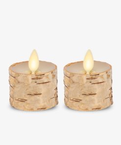 Real Birch Flameless Candle Tealights - Recessed Top - Set of 2