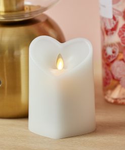 White Flameless Candle Heart Pillar