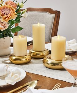 Ivory Flameless Candle Pillars with Remote - Melted Top - Set of 3