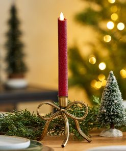 Holiday Red Glitter Flameless Candle Taper