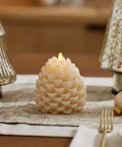 White Swan Flameless Candle Pinecone