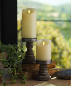 Ivory Flameless Candle Pillar - Scallop Top - 3" Width