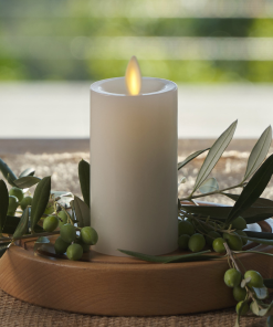 White Flameless Candle Slim Pillar - Recessed Top