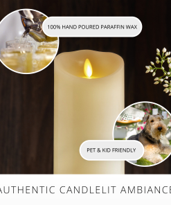 Ivory Flameless Candle Pillar - Scallop Top - 3.5