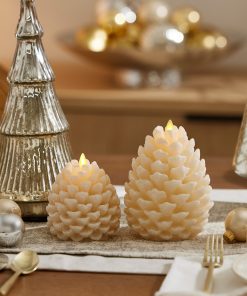 White Swan Flameless Candle Pinecone
