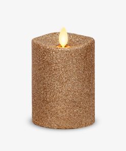 Gold Glitter Flameless Candle Pillar