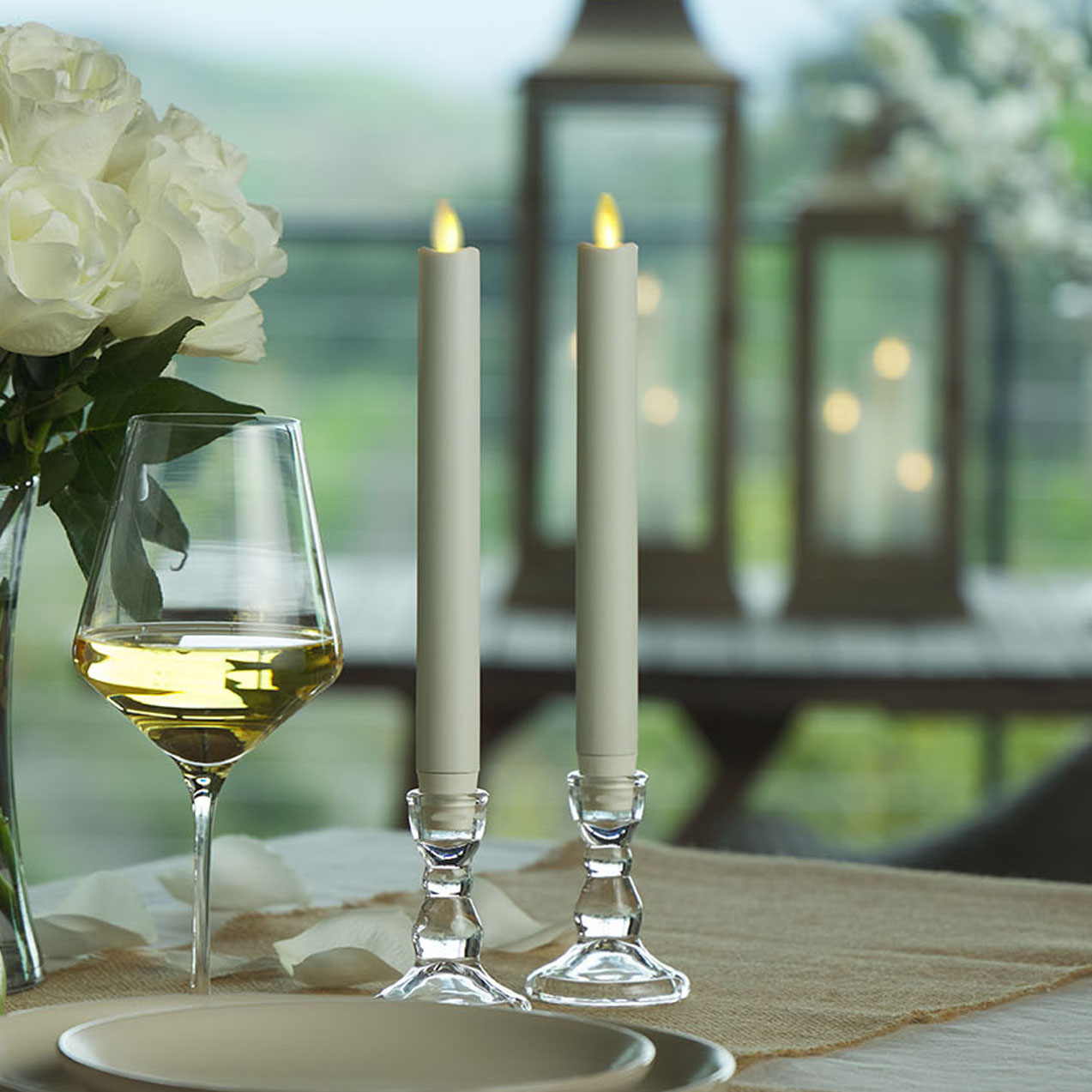 sm-image-09e91346ae1fee1f83917028 White Flameless Candle Tapers - Melted Top - 9.5" Height - Set of 2