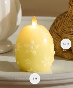 Lemon Chiffon Flameless Candle Floral Egg