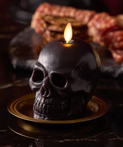 Black Small Flameless Candle Skull