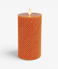 Glitter Marmalade Ribbed Flameless Candle Pillar