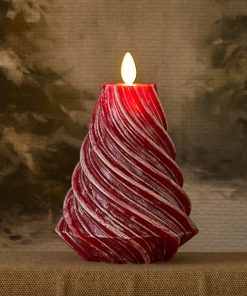 Holiday Red Glitter Swirl Flameless Candle Tree