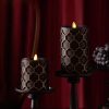 Black Embossed Fretwork Flameless Candle Pillar