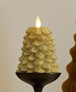 Rich Gold Glitter Flameless Candle North Tree