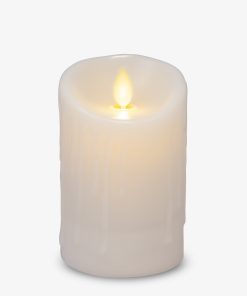 White Wax Drip Flameless Candle Pillar