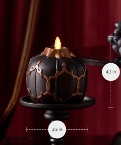 Black Embossed Fretwork Flameless Candle Pumpkin