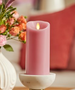 Blooming Mauve Scallop Flameless Candle Pillar
