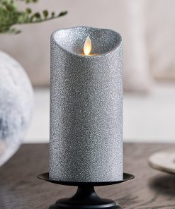 Brilliant Silver Glitter Flameless Candle Pillars