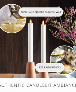 White Flameless Candle Tapers - Melted Top - 9.5