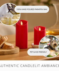 True Red Flameless Candle Pillar - Scallop Top - 3