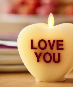 Lemon Chiffon Flameless Candle Candy Heart 