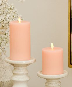 Chalky Linen Mellow Peach Flameless Candle Pillar