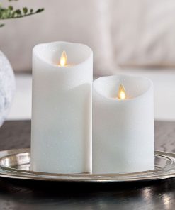 Dazzling White Glitter Flameless Candle Pillars