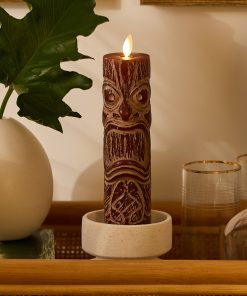 Cherry Mahogany Chalky Slim Tiki Flameless Candle Pillar